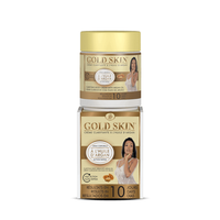 Gold Skin cream packaging with a woman's face on a white background