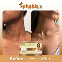 Before and after comparison of a woman's neck with Sphakia's Gold Skin product.